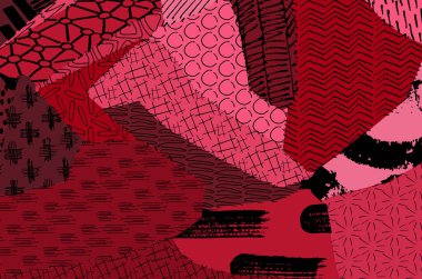 Soyut siyah darbeler, El, Vektör Deseni 'ni çizdi. Geometrik tarzda soyut arkaplan. Soyut çok renkli geometrik desen