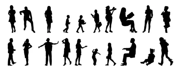 Vector Silhouettes Outline Silhouettes People Contour Drawing People Silhouette Icon — Stock Vector