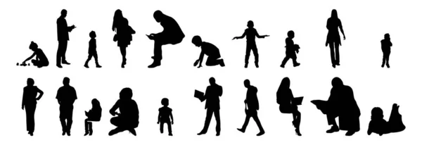 Vector Silhouetten Overzicht Silhouetten Van Mensen Contourtekening Personensilhouet Icoon Set — Stockvector