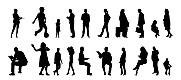 Silhouettes Vectorielles Silhouettes Esquissées Personnes Dessin Contour Silhouette Personnes Icône — Image vectorielle