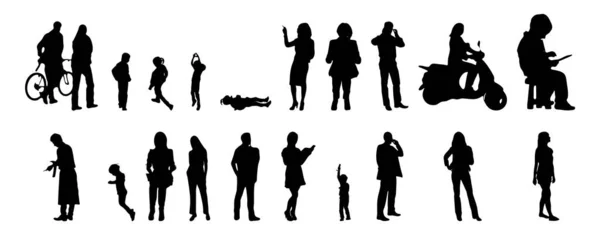 Vector Silhouettes Outline Silhouettes People Contour Drawing People Silhouette Icon — 스톡 벡터