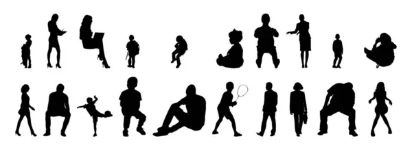 Silhouettes Vectorielles Silhouettes Esquissées Personnes Dessin Contour Silhouette Personnes Icône — Image vectorielle