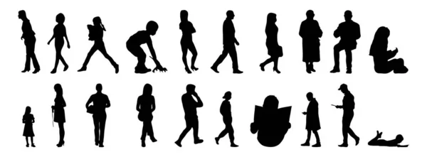 Silhouettes Vectorielles Silhouettes Esquissées Personnes Dessin Contour Silhouette Personnes Icône — Image vectorielle