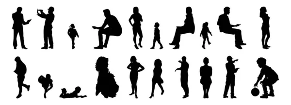 Vector Silhouetten Overzicht Silhouetten Van Mensen Contourtekening Personensilhouet Icoon Set — Stockvector