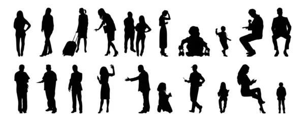 Vector Silhouettes Outline Silhouettes People Contour Drawing People Silhouette Icon — Stock Vector