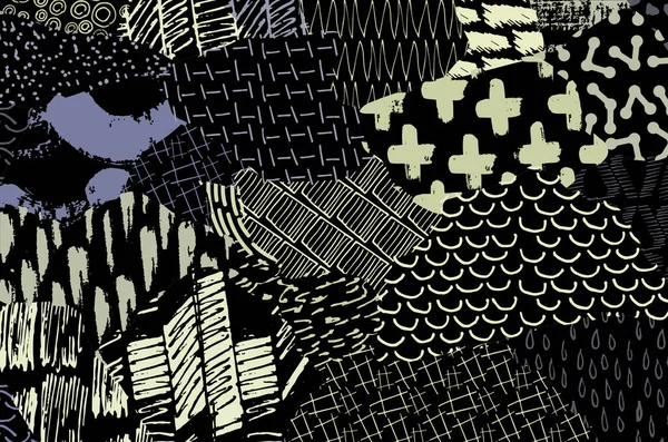 Soyut siyah darbeler, El, Vektör Deseni 'ni çizdi. Geometrik tarzda soyut arkaplan. Soyut çok renkli geometrik desen