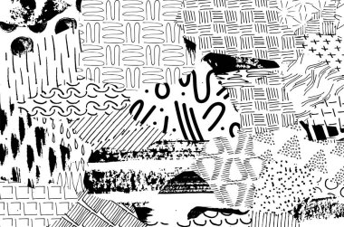 Soyut siyah darbeler, El, Vektör Deseni 'ni çizdi. Geometrik tarzda soyut arkaplan. Soyut çok renkli geometrik desen