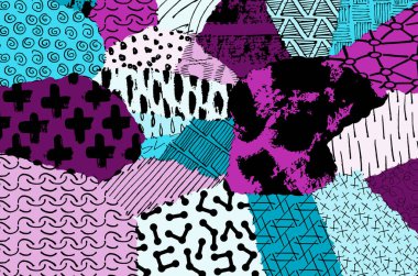 Soyut siyah darbeler, El, Vektör Deseni 'ni çizdi. Geometrik tarzda soyut arkaplan. Soyut çok renkli geometrik desen