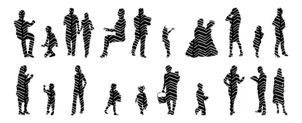 Silhouettes Vectorielles Silhouettes Esquissées Personnes Dessin Contour Silhouette Personnes Icône — Image vectorielle