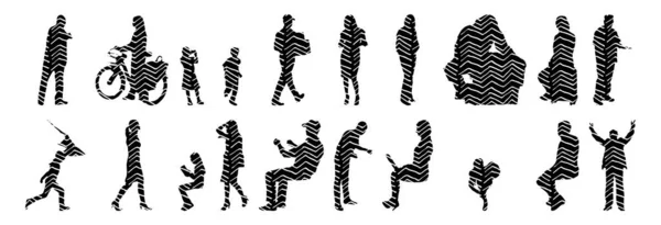 Silhouettes Vectorielles Silhouettes Esquissées Personnes Dessin Contour Silhouette Personnes Icône — Image vectorielle