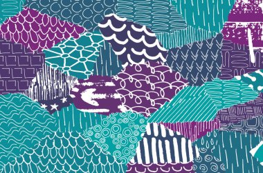 Soyut siyah darbeler, El, Vektör Deseni 'ni çizdi. Geometrik tarzda soyut arkaplan. Soyut çok renkli geometrik desen