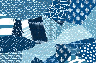 Soyut siyah darbeler, El, Vektör Deseni 'ni çizdi. Geometrik tarzda soyut arkaplan. Soyut çok renkli geometrik desen