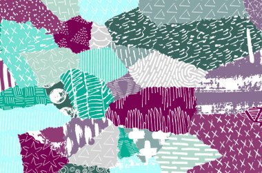 Soyut siyah darbeler, El, Vektör Deseni 'ni çizdi. Geometrik tarzda soyut arkaplan. Soyut çok renkli geometrik desen