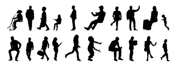 Silhouettes Vectorielles Silhouettes Esquissées Personnes Dessin Contour Silhouette Personnes Icône — Image vectorielle