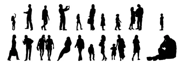 Vector Silhouetten Overzicht Silhouetten Van Mensen Contourtekening Personensilhouet Icoon Set — Stockvector