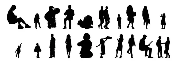 Silhouettes Vectorielles Silhouettes Esquissées Personnes Dessin Contour Silhouette Personnes Icône — Image vectorielle