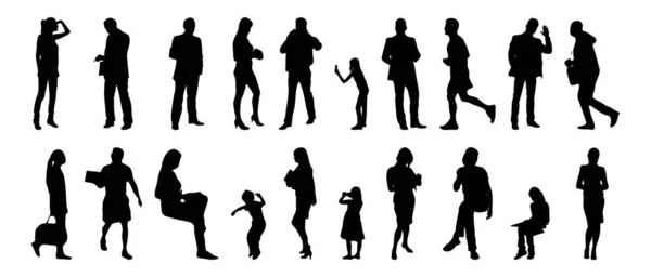 Silhouettes Vectorielles Silhouettes Esquissées Personnes Dessin Contour Silhouette Personnes Icône — Image vectorielle