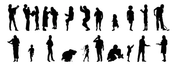 Vector Silhouetten Overzicht Silhouetten Van Mensen Contourtekening Personensilhouet Icoon Set — Stockvector