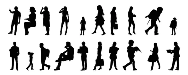 Silhouettes Vectorielles Silhouettes Esquissées Personnes Dessin Contour Silhouette Personnes Icône — Image vectorielle