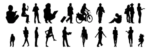 Vector Silhouettes Outline Silhouettes People Contour Drawing People Silhouette Icon — Stock Vector