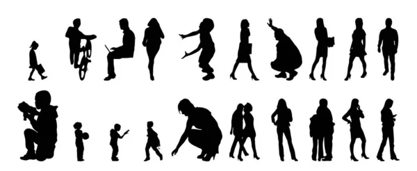 Silhouettes Vectorielles Silhouettes Esquissées Personnes Dessin Contour Silhouette Personnes Icône — Image vectorielle