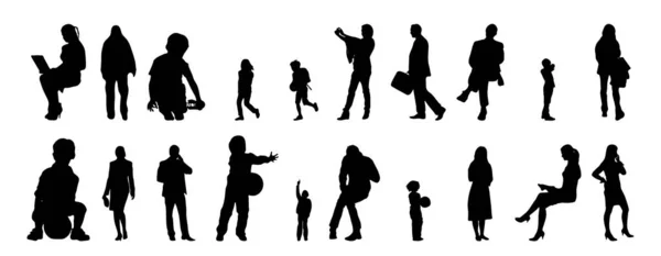 Vector Silhouettes Outline Silhouettes People Contour Drawing People Silhouette Icon — Stock Vector