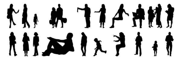 Silhouettes Vectorielles Silhouettes Esquissées Personnes Dessin Contour Silhouette Personnes Icône — Image vectorielle