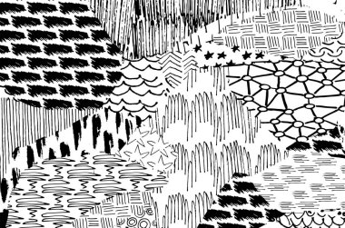 Soyut siyah darbeler, El, Vektör Deseni 'ni çizdi. Geometrik tarzda soyut arkaplan. Soyut çok renkli geometrik desen