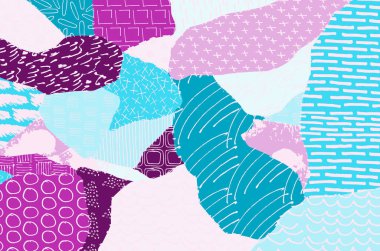 Soyut siyah darbeler, El, Vektör Deseni 'ni çizdi. Geometrik tarzda soyut arkaplan. Soyut çok renkli geometrik desen