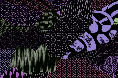 Soyut siyah darbeler, El, Vektör Deseni 'ni çizdi. Geometrik tarzda soyut arkaplan. Soyut çok renkli geometrik desen