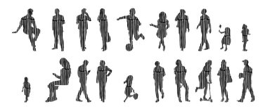 Vektör siluetleri, insanların ana hatları, Contour çizimleri, insanların siluetleri, ikon kümesi izole edilmiş, oturan insanların silueti, mimari set