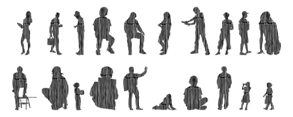 Vector Silhouettes Outline Silhouettes People Contour Drawing People Silhouette Icon — 스톡 벡터