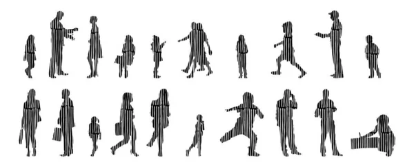 Vector Silhouettes Outline Silhouettes People Contour Drawing People Silhouette Icon — 스톡 벡터