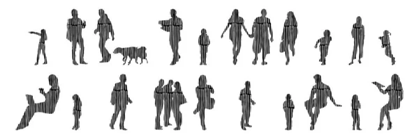 Silhouettes Vectorielles Silhouettes Esquissées Personnes Dessin Contour Silhouette Personnes Icône — Image vectorielle