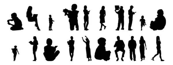 Vector Silhouettes Outline Silhouettes People Contour Drawing People Silhouette Icon — Stock Vector