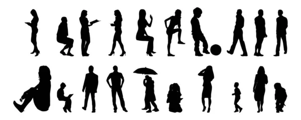 Vector Silhouettes Outline Silhouettes People Contour Drawing People Silhouette Icon — Stock Vector