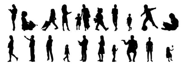 Vektor Silhouetten Umrisse Von Menschen Konturzeichnung Menschen Silhouette Icon Set — Stockvektor