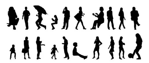 Vector Silhouettes Outline Silhouettes People Contour Drawing People Silhouette Icon — Stock Vector