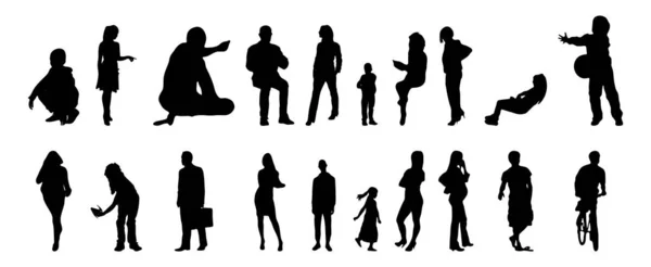 Vector Silhouetten Overzicht Silhouetten Van Mensen Contourtekening Personensilhouet Icoon Set — Stockvector