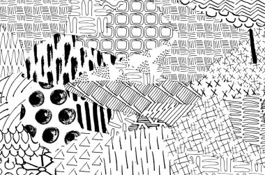 Soyut siyah darbeler, El, Vektör Deseni 'ni çizdi. Geometrik tarzda soyut arkaplan. Soyut çok renkli geometrik desen