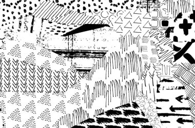 Soyut siyah darbeler, El, Vektör Deseni 'ni çizdi. Geometrik tarzda soyut arkaplan. Soyut çok renkli geometrik desen