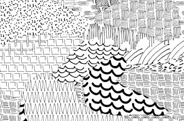 Soyut siyah darbeler, El, Vektör Deseni 'ni çizdi. Geometrik tarzda soyut arkaplan. Soyut çok renkli geometrik desen