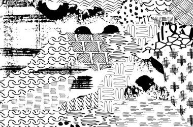 Soyut siyah darbeler, El, Vektör Deseni 'ni çizdi. Geometrik tarzda soyut arkaplan. Soyut çok renkli geometrik desen