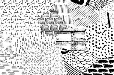 Soyut siyah darbeler, El, Vektör Deseni 'ni çizdi. Geometrik tarzda soyut arkaplan. Soyut çok renkli geometrik desen