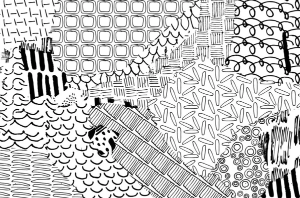 Tratti Neri Astratti Schema Vettoriale Abbozzato Mano Sfondo Astratto Stile — Vettoriale Stock