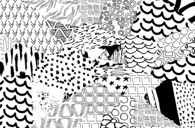 Soyut siyah darbeler, El, Vektör Deseni 'ni çizdi. Geometrik tarzda soyut arkaplan. Soyut çok renkli geometrik desen