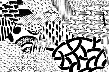 Soyut siyah darbeler, El, Vektör Deseni 'ni çizdi. Geometrik tarzda soyut arkaplan. Soyut çok renkli geometrik desen