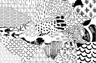 Soyut siyah darbeler, El, Vektör Deseni 'ni çizdi. Geometrik tarzda soyut arkaplan. Soyut çok renkli geometrik desen