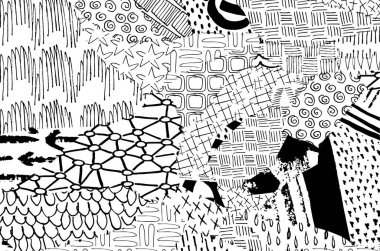 Soyut siyah darbeler, El, Vektör Deseni 'ni çizdi. Geometrik tarzda soyut arkaplan. Soyut çok renkli geometrik desen