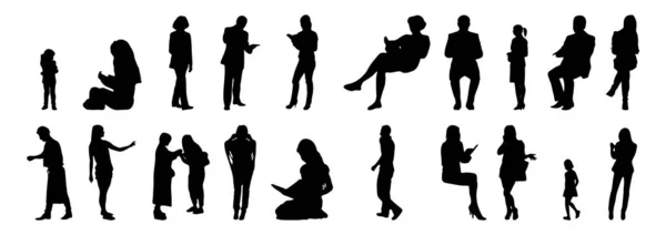 Silhouettes Vectorielles Silhouettes Esquissées Personnes Dessin Contour Silhouette Personnes Icône — Image vectorielle